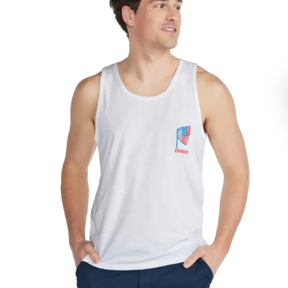 Chubbies Mens Capture The Cubbies Tank White XXL